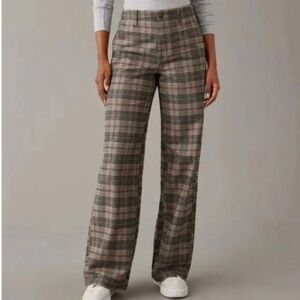 NWT American Eagle wide-leg plaid trousers
